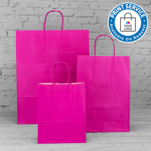 320mm Fuchsia Twisted Handle Paper Carrier Bags