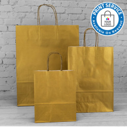 220mm Gold Twisted Handle Paper Carrier Bags