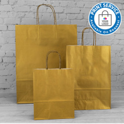 180mm Gold Twisted Handle Paper Carrier Bags