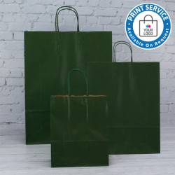 190mm Dark Green Twisted Handle Paper Carrier Bags