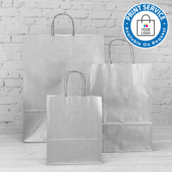 320mm Silver Paper Carrier Bags Twisted Handles