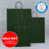 190mm Dark Green Twisted Handle Paper Carrier Bags