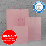 320mm Pastel Pink Twisted Handle Paper Carrier Bags