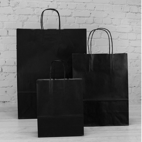 400mm Black Twisted Handle Paper Carrier Bags 400mm Black Twisted Handle Paper Carrier Bags