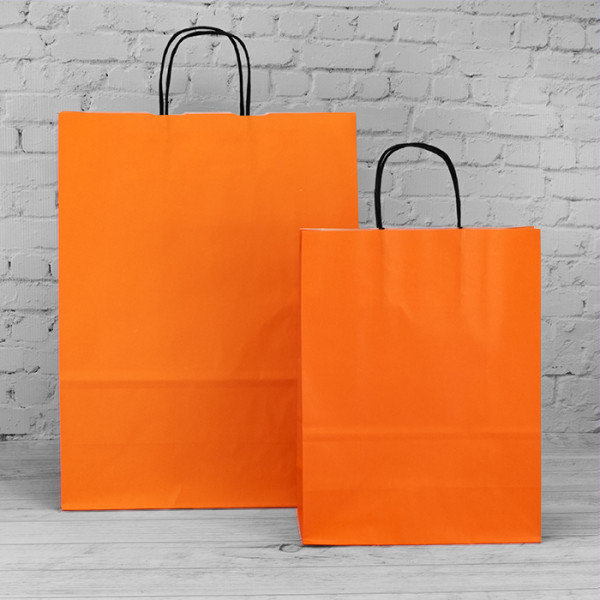 240mm Orange Twisted Handle Paper Carrier Bags