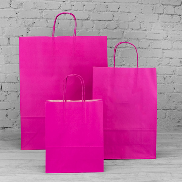 180mm Fuchsia Twisted Handle Paper Carrier Bags