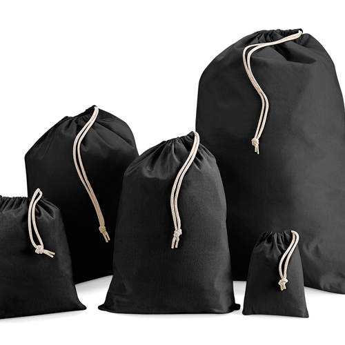 300mm Black Cotton Drawstring Bags