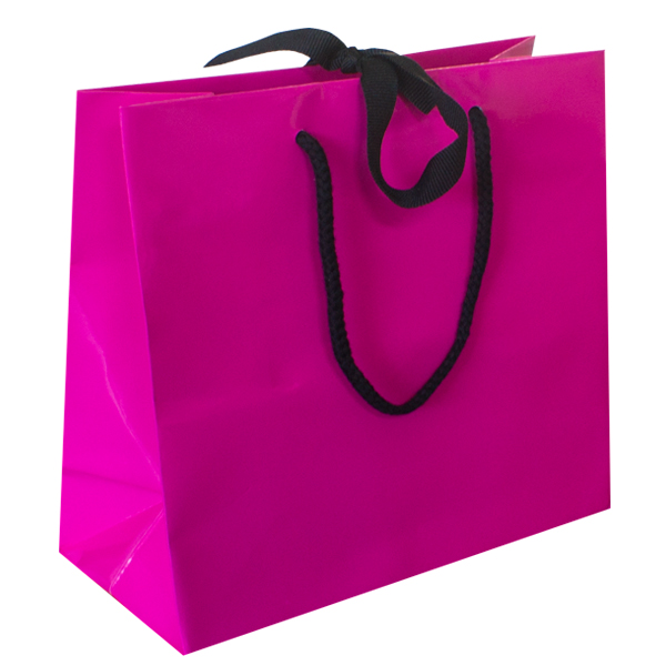 Large Fuchsia Ribbon Tie Laminated Carrier Bags