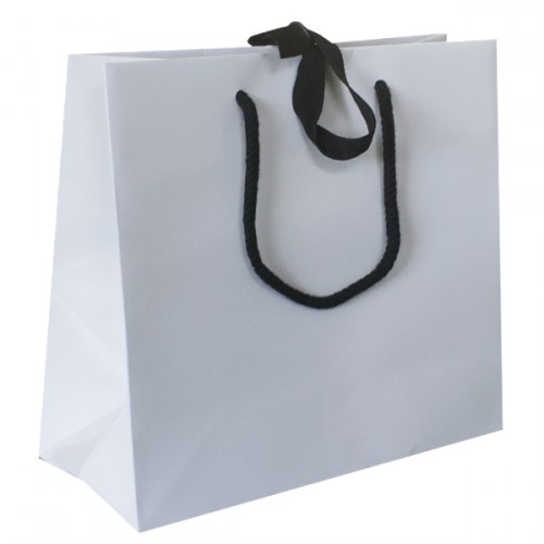 Large White Ribbon Tie Laminated Carrier Bags