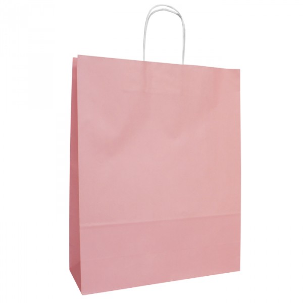 320mm Pastel Pink Twisted Handle Paper Carrier Bags