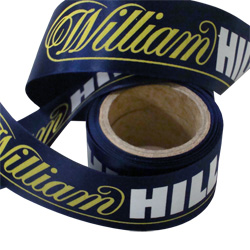 william hills printed ribbon. printed 2 colours on acetate ribbon